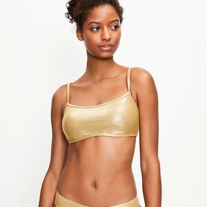 NWOT LOFT Beach Shimmer Gold Bikini Top